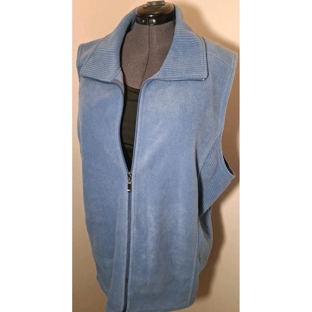 Fashion Bug Blue Fleece Vest 26/28W Plus Size Comfycore 90s Mom Cabincore Y2k